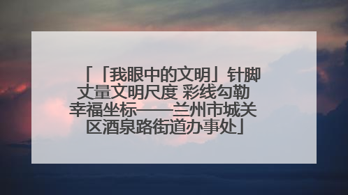 「我眼中的文明」针脚丈量文明尺度 彩线勾勒幸福坐标——兰州市城关区酒泉路街道办事处