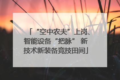 “空中农夫”上岗、智能设备“把脉” 新技术新装备竞技田间