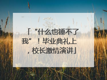 “什么也锤不了我”！毕业典礼上，校长激情演讲