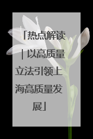 热点解读｜以高质量立法引领上海高质量发展