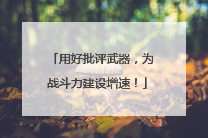 用好批评武器，为战斗力建设增速！