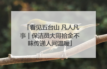 看见五台山 凡人凡事｜保洁员大哥拾金不昧传递人间温暖