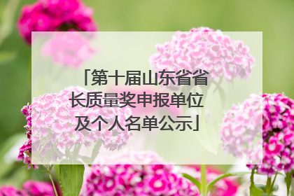 第十届山东省省长质量奖申报单位及个人名单公示