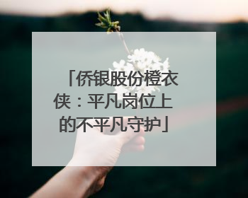 侨银股份橙衣侠：平凡岗位上的不平凡守护