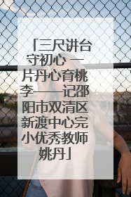 三尺讲台守初心 一片丹心育桃李——记邵阳市双清区新渡中心完小优秀教师姚丹