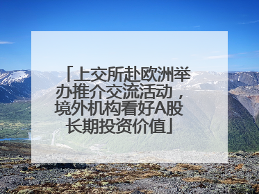 上交所赴欧洲举办推介交流活动，境外机构看好A股长期投资价值