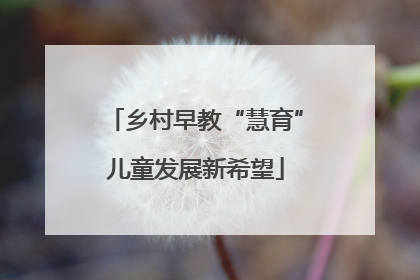 乡村早教“慧育”儿童发展新希望