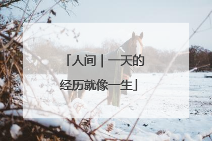 人间｜一天的经历就像一生