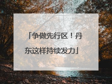 争做先行区！丹东这样持续发力