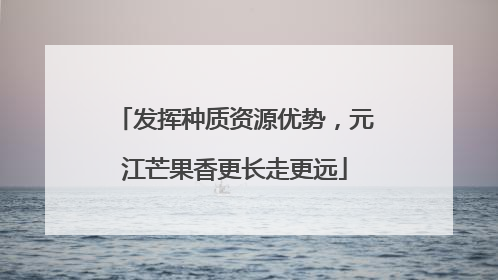 发挥种质资源优势，元江芒果香更长走更远