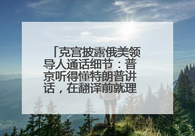 克宫披露俄美领导人通话细节：普京听得懂特朗普讲话，在翻译前就理解了他的意思