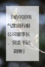 哈尔滨电气集团有限公司董事长、党委书记调整