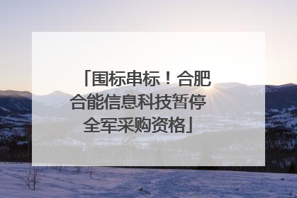 围标串标！合肥合能信息科技暂停全军采购资格