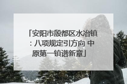 安阳市殷都区水冶镇：八项规定引方向 中原第一镇谱新章