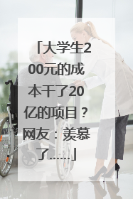 大学生200元的成本干了20亿的项目？网友：羡慕了……