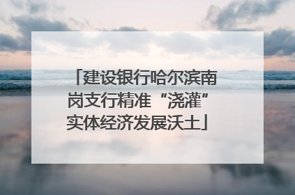 建设银行哈尔滨南岗支行精准“浇灌”实体经济发展沃土
