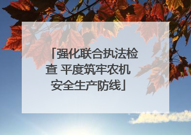 强化联合执法检查 平度筑牢农机安全生产防线