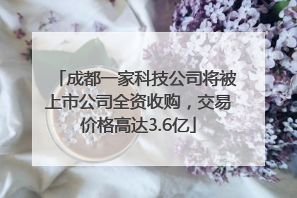 成都一家科技公司将被上市公司全资收购，交易价格高达3.6亿