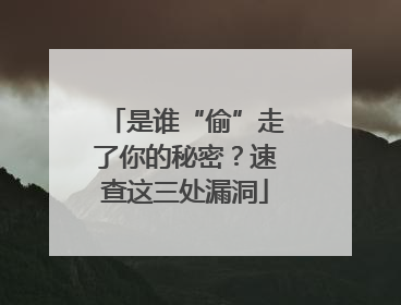 是谁“偷”走了你的秘密？速查这三处漏洞