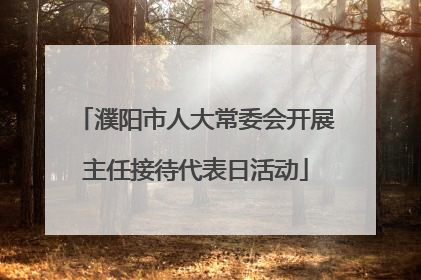 濮阳市人大常委会开展主任接待代表日活动