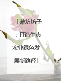 潍坊坊子：打造生态农业绿色发展新路径