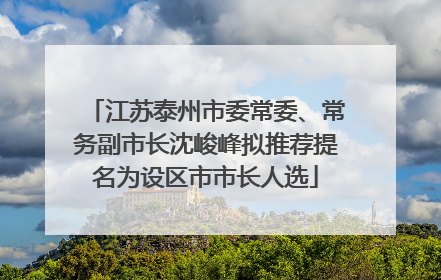 江苏泰州市委常委、常务副市长沈峻峰拟推荐提名为设区市市长人选