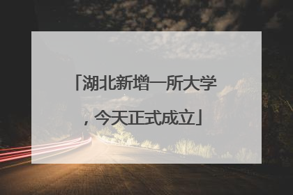 湖北新增一所大学，今天正式成立