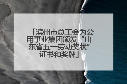 滨州市总工会为公用事业集团颁发“山东省五一劳动奖状”证书和奖牌