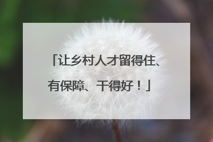 让乡村人才留得住、有保障、干得好！
