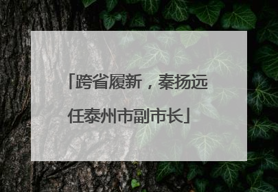 跨省履新，秦扬远任泰州市副市长