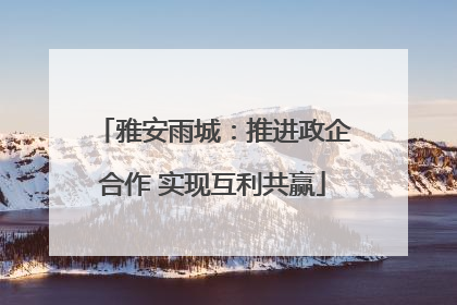 雅安雨城：推进政企合作 实现互利共赢