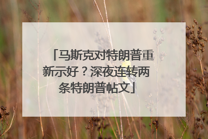马斯克对特朗普重新示好？深夜连转两条特朗普帖文
