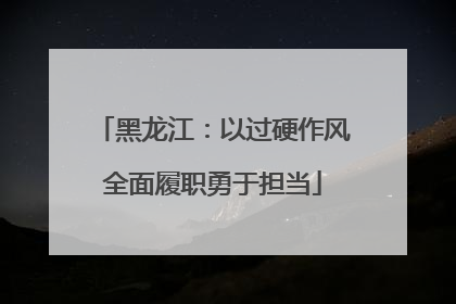 黑龙江：以过硬作风全面履职勇于担当