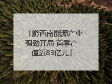 黔西南能源产业强劲开局 首季产值近83亿元
