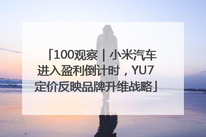 100观察｜小米汽车进入盈利倒计时，YU7定价反映品牌升维战略