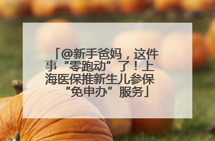@新手爸妈，这件事“零跑动”了！上海医保推新生儿参保“免申办”服务